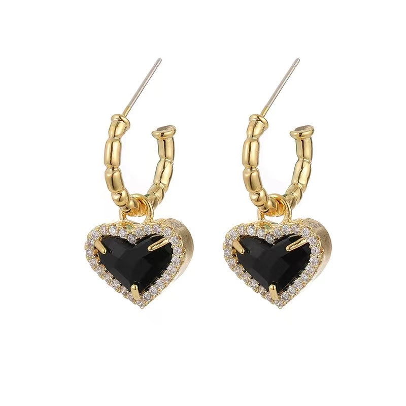 Black Gold Love Earrings