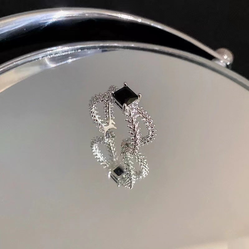 Zircon diamond ring heart opening ring temperament light luxury high sense ring