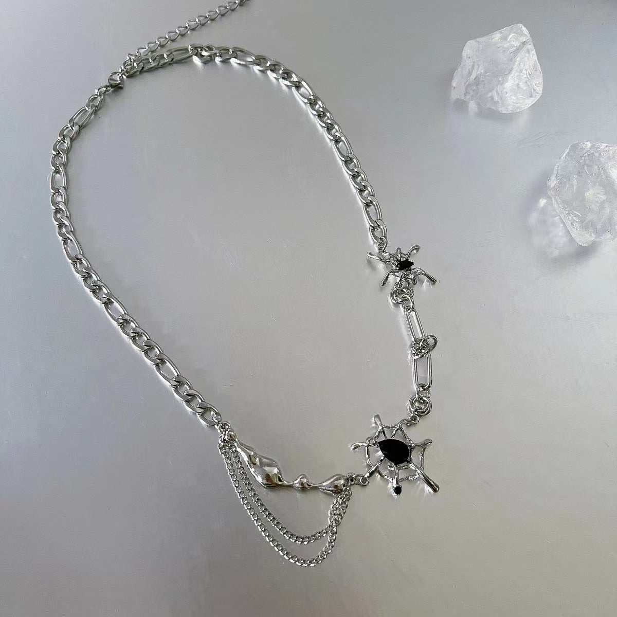 Liquid spider web tassel necklace