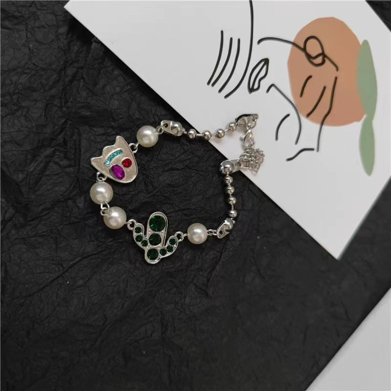Titanium steel does not lose color hip-hop hipster personality ins bracelet