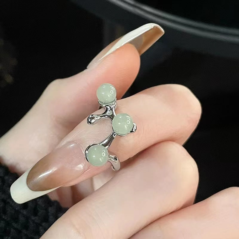 Niche design chain simple gemstone premium feeling light luxury ins style open ring