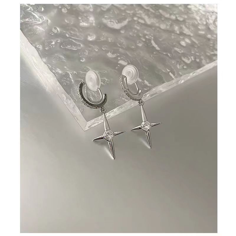 Personalized cross earrings mosquito disc ear clips without ear holes