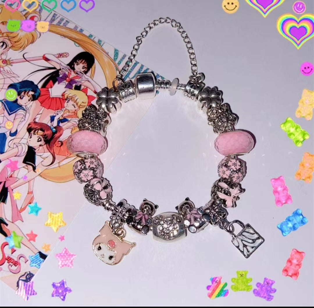 Beaded crystal bracelet Lucite blue star bracelet transfer beads hand jewelry