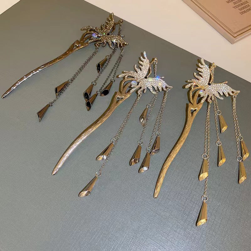 Butterfly fringe hairpin cold wind personalized back of the head coiffure hairpin