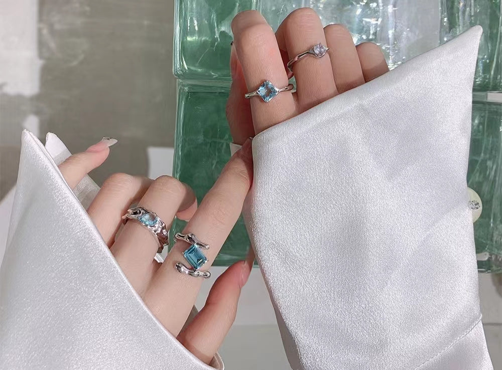 Blue Diamond Metal Ring