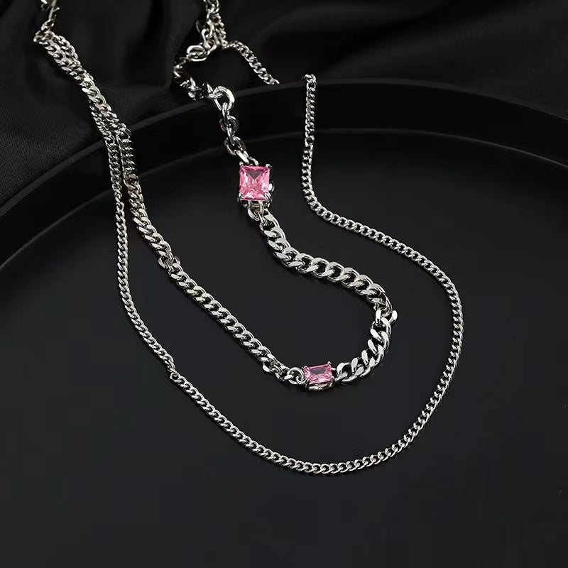 Zirconia earrings female hundred with personality sweet cool hip-hop chain earrings ins cold wind net red senior sense earrings tide