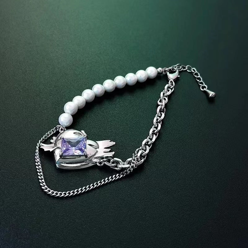 An arrow through the heart square treasure bracelet female ins niche new senior sense