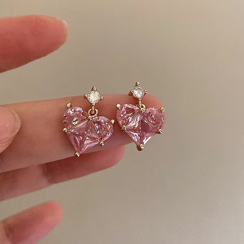 Rouge Pure desire French vintage zirconia love earrings light luxury premium design super fairy girl earrings
