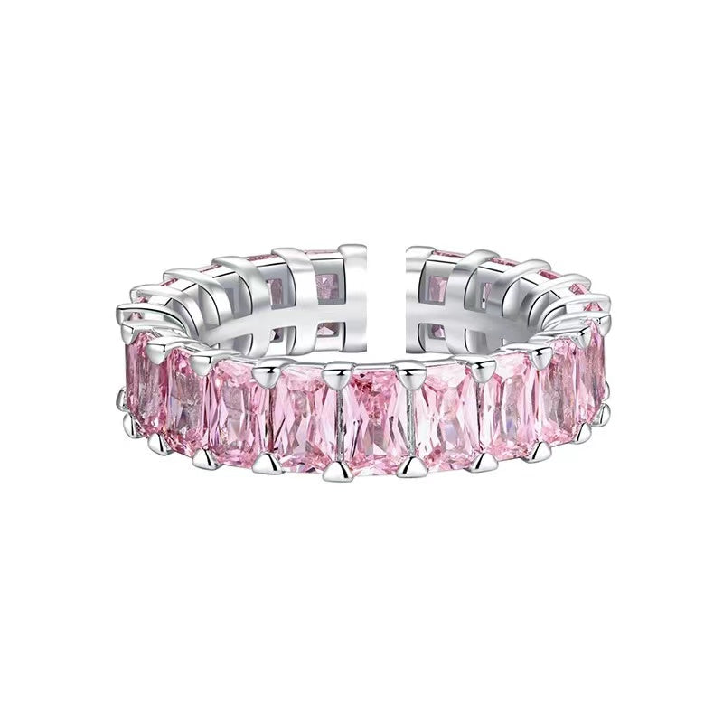 Sweet cool wind pink love ring female niche design light luxury index finger ins premium feeling inlaid zirconia open ring