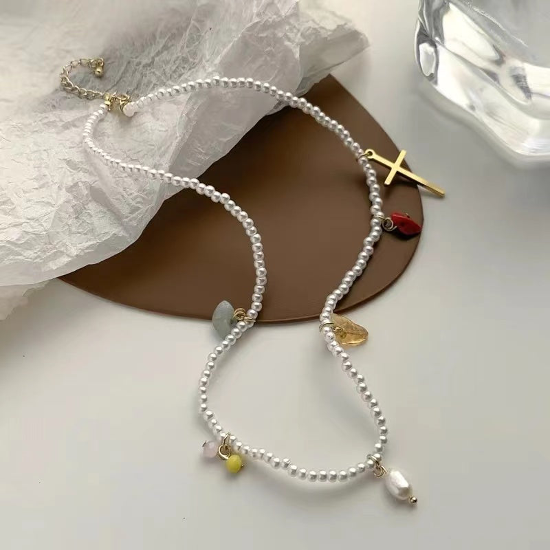 Crucifix Pearl Necklace