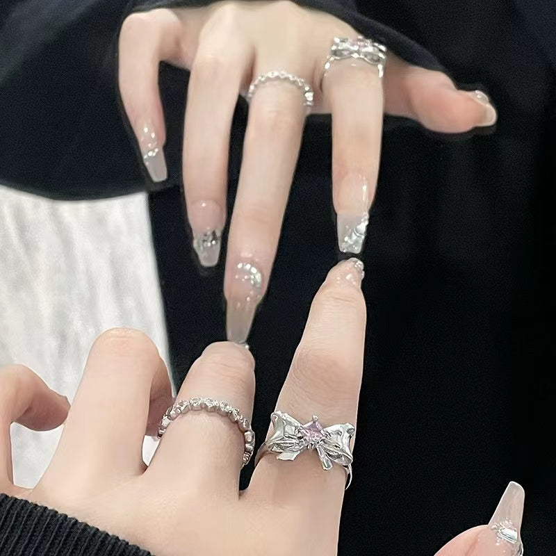 Niche design ring female ins wind bow open ring