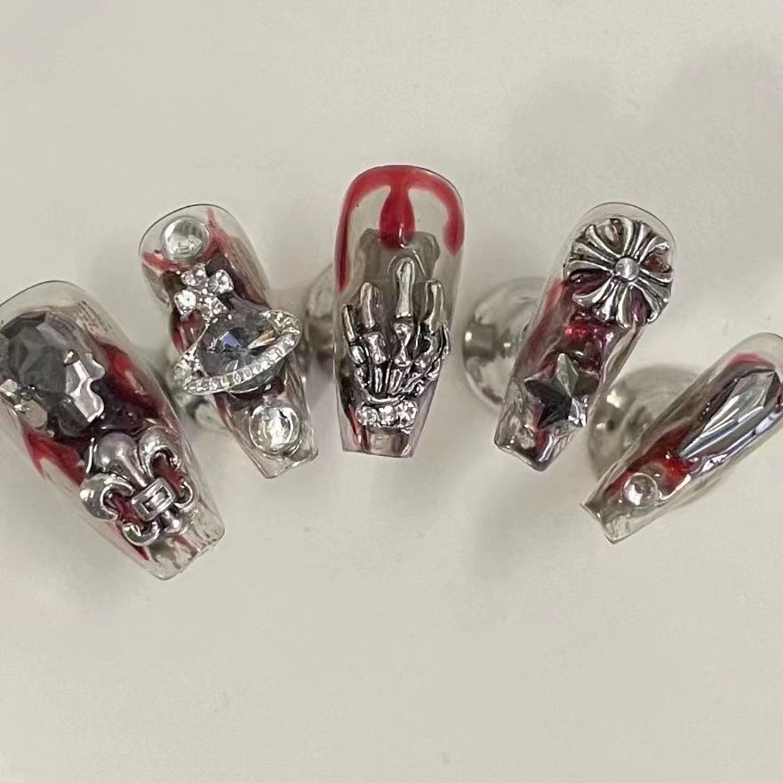 Handmade nail patch wear nail patch finished nail stickers blood sacrifice skull claw punk Crocodile Spice Girls dark series
