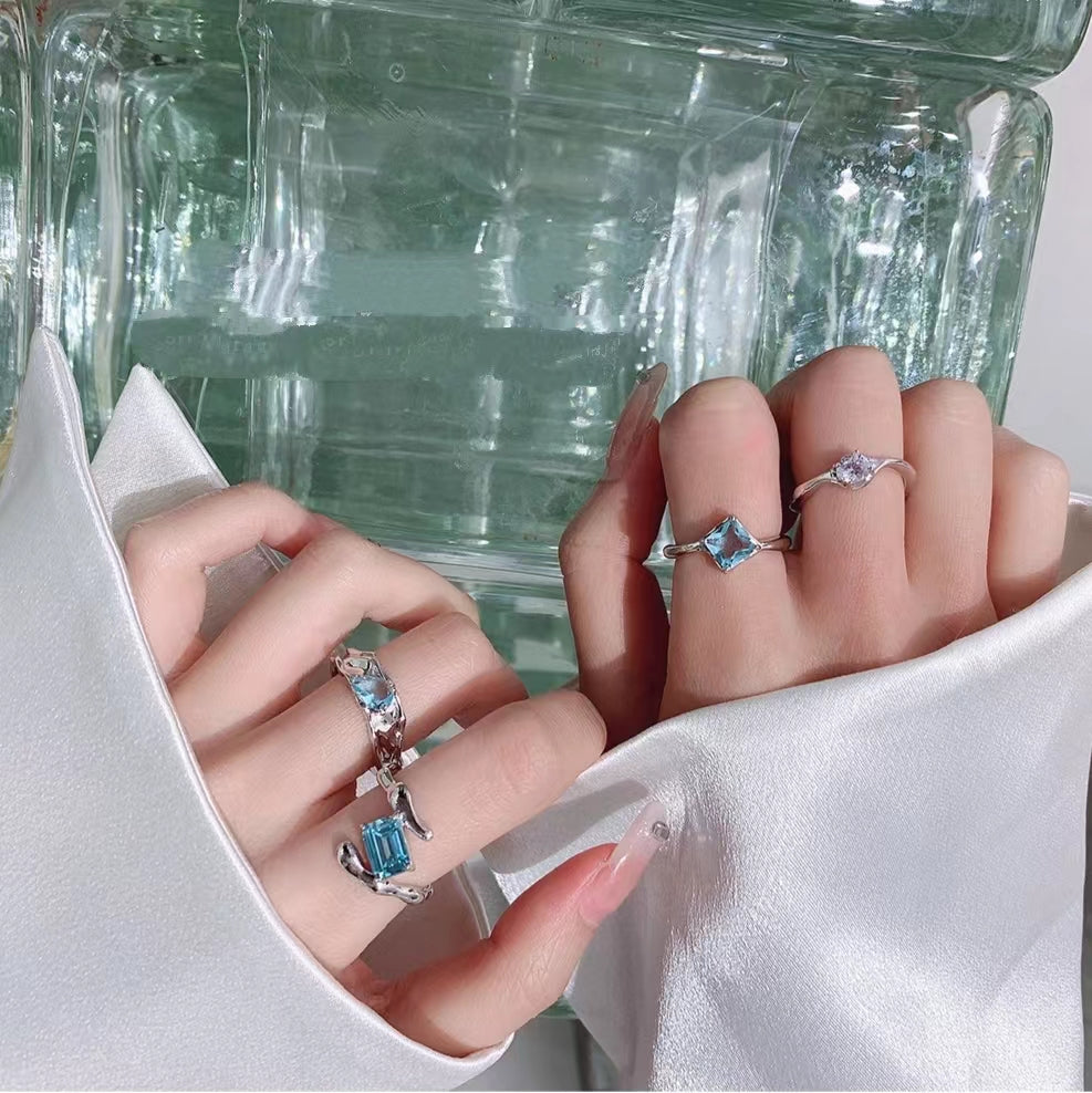 Blue Diamond Metal Ring