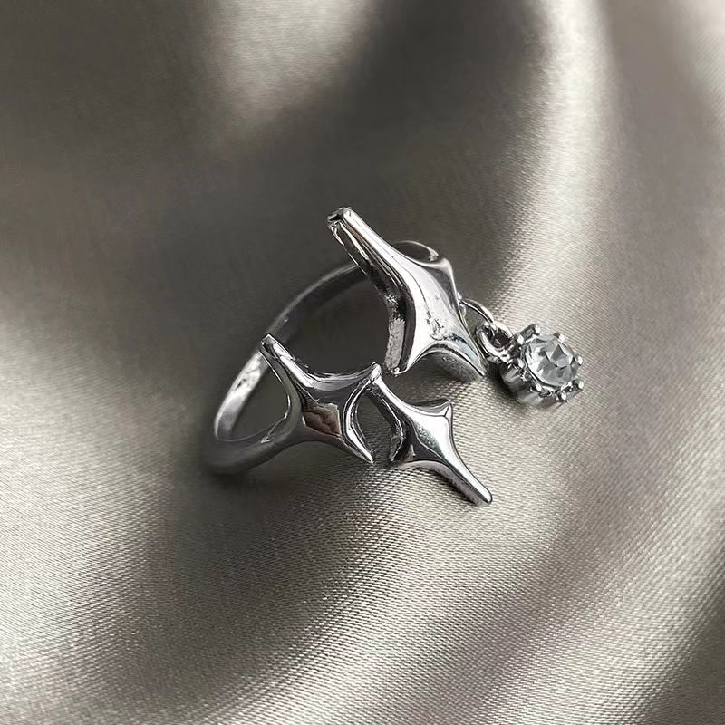 French personality senior niche design sense ins cold wind tide cool female simple moonstone index finger open ring