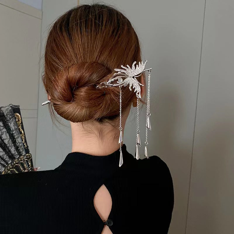 Butterfly fringe hairpin cold wind personalized back of the head coiffure hairpin