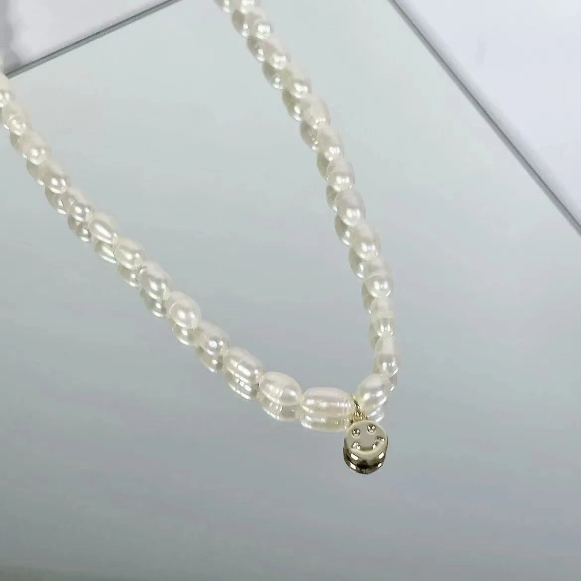 Devil's Eye Blue Natural Pearl Smiley Necklace