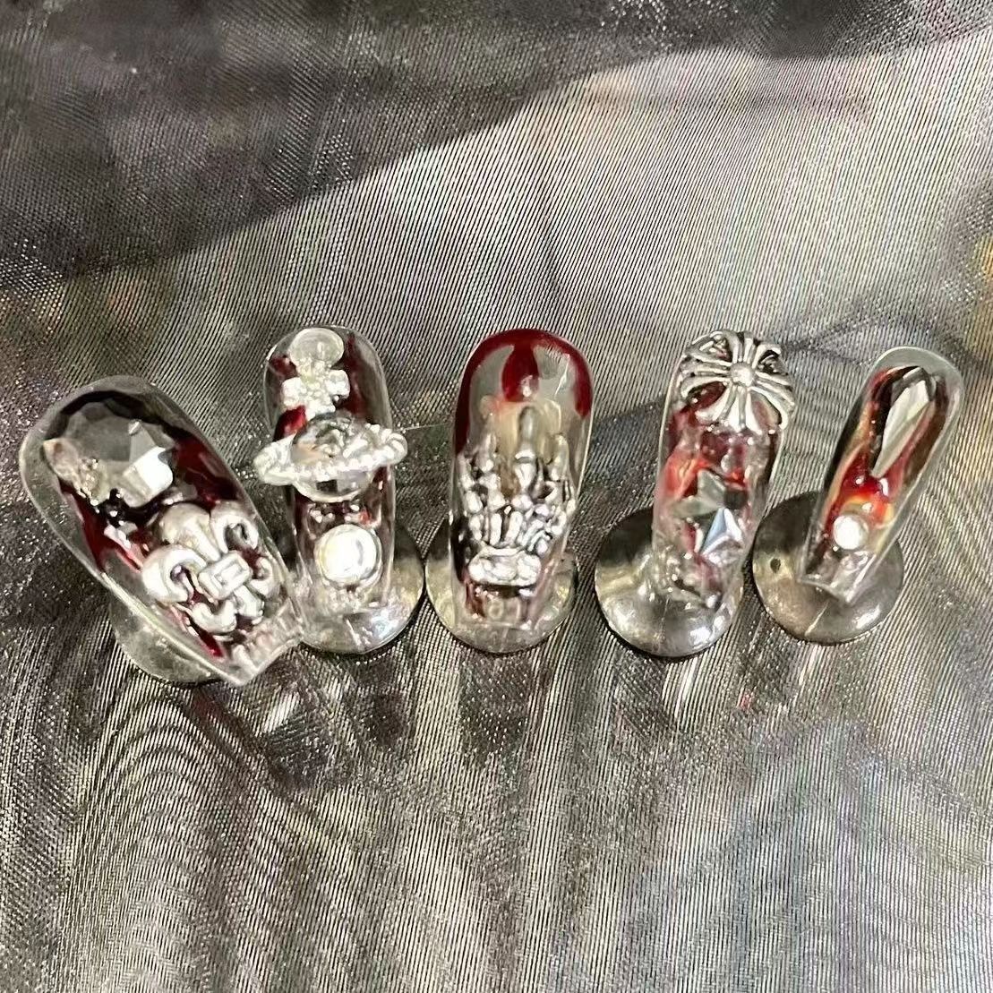 Handmade nail patch wear nail patch finished nail stickers blood sacrifice skull claw punk Crocodile Spice Girls dark series