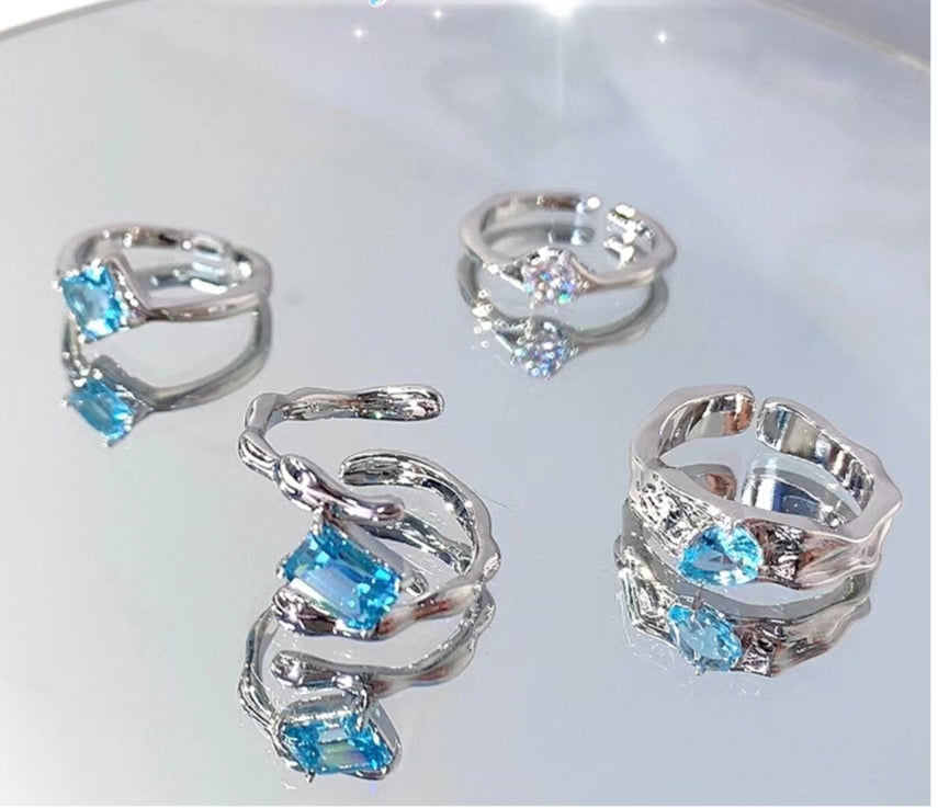 Blue Diamond Metal Ring
