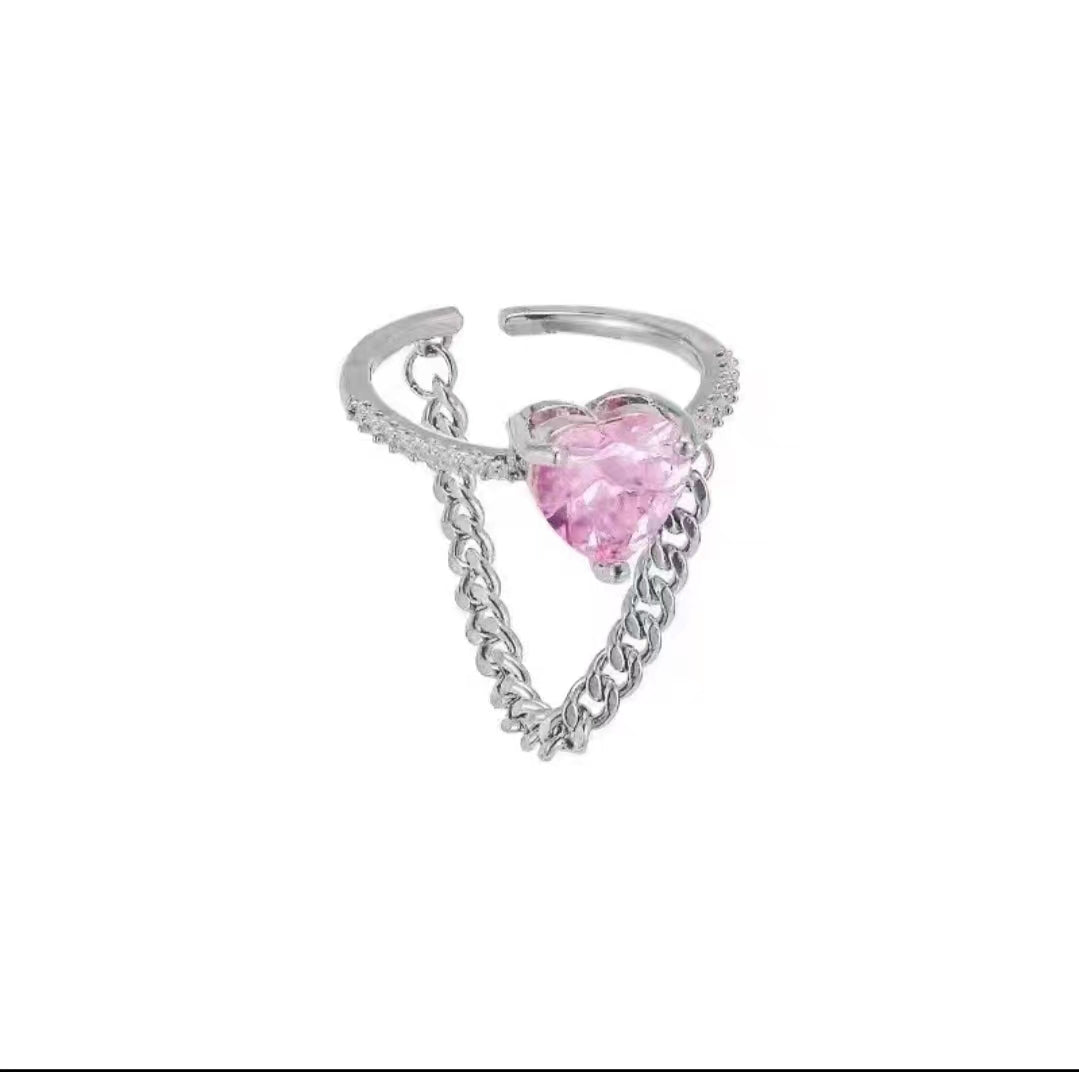 Pink gemstone fashion personality high class feeling ring