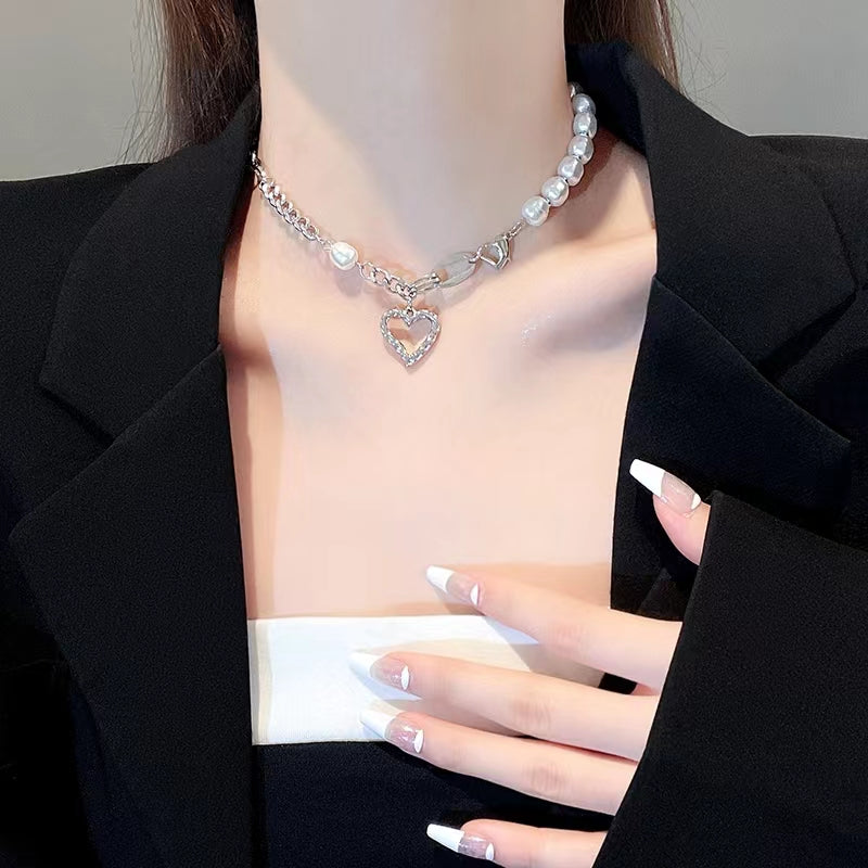 Pearl love necklace new spicy girl senior sense of collarbone chain accessories