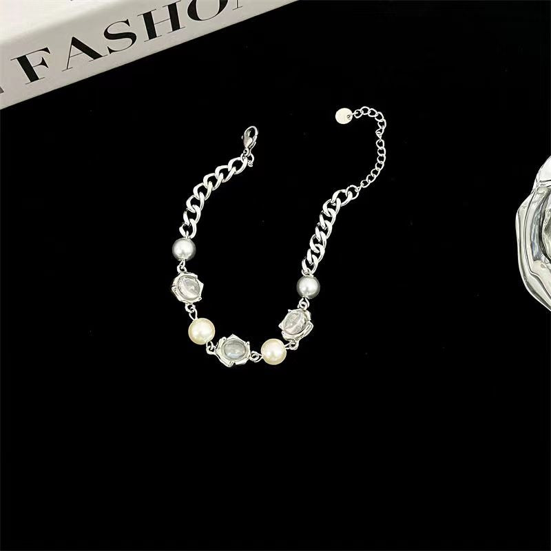 Transparent round bead bracelet female spliced pearl bracelet