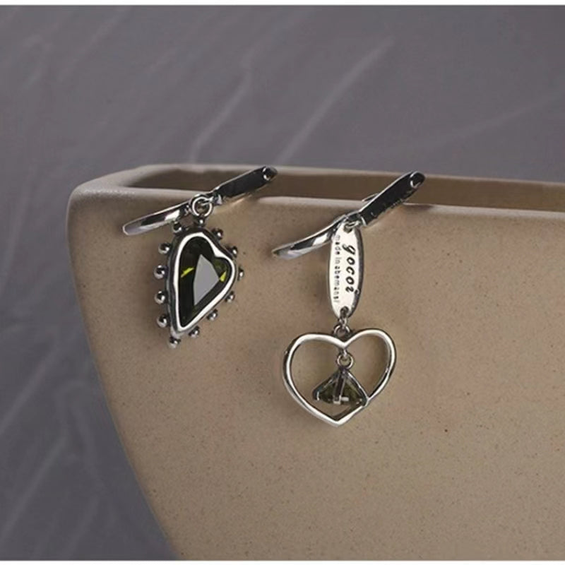 asymmetric love letter S925 silver hollow irregular earrings