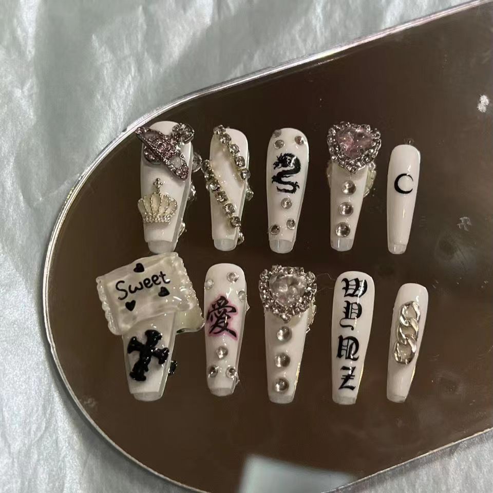 Dragon love Harajuku hot girls wearing nails handmade can be used repeatedly