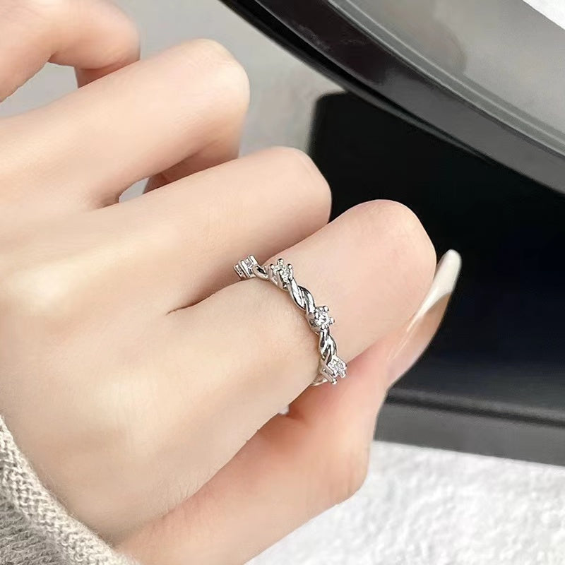 Colored gemstone love ring niche design premium feeling light luxury sweet open ring