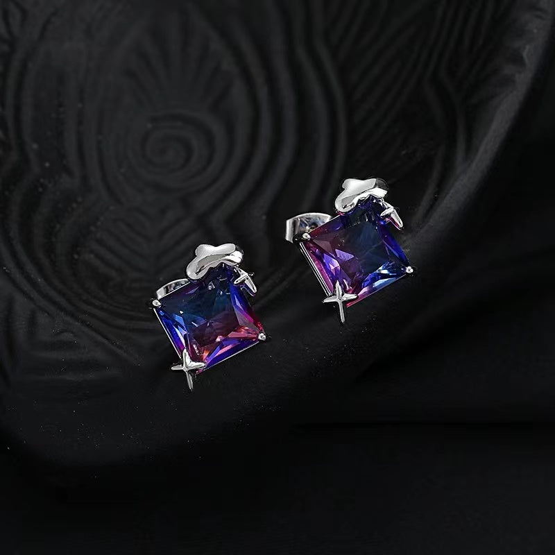 Color zircon necklace female ins cold wind senior sense of personality trend splicing accessories Korean sweet cool collarbone chain