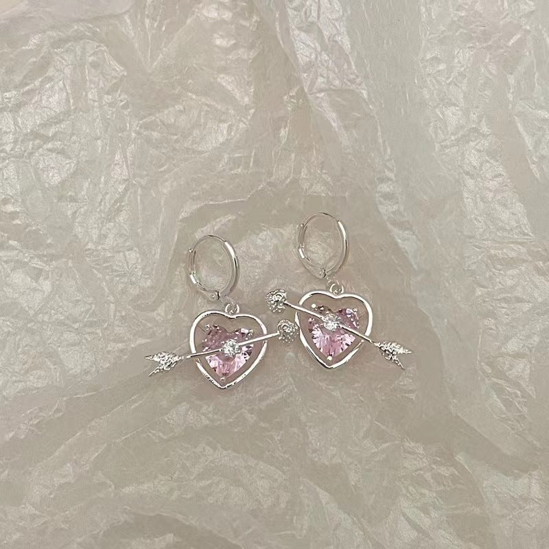 Sweet cool style one arrow through the heart earrings