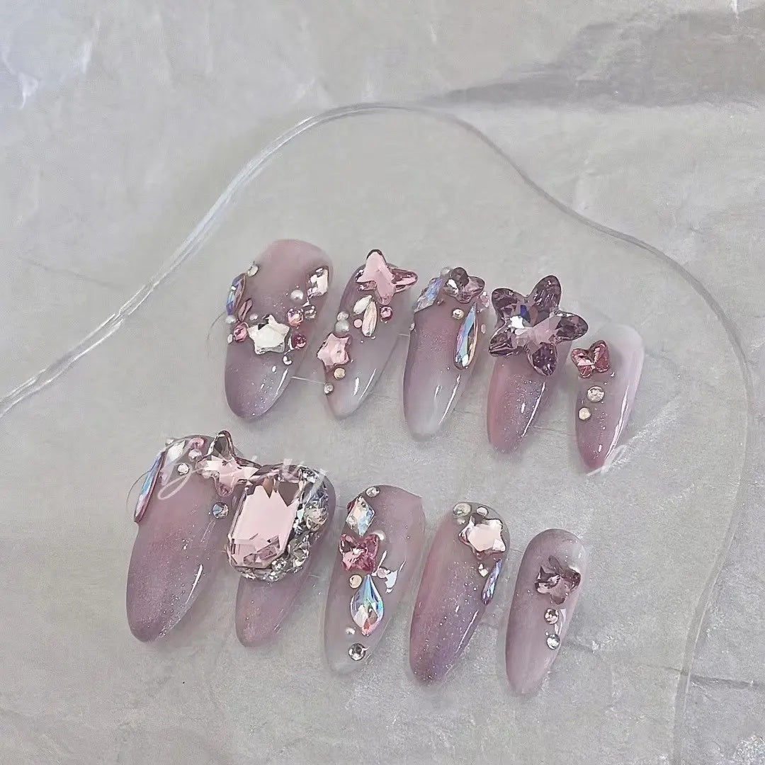 Purple stars stacked diamonds super beautiful princess style