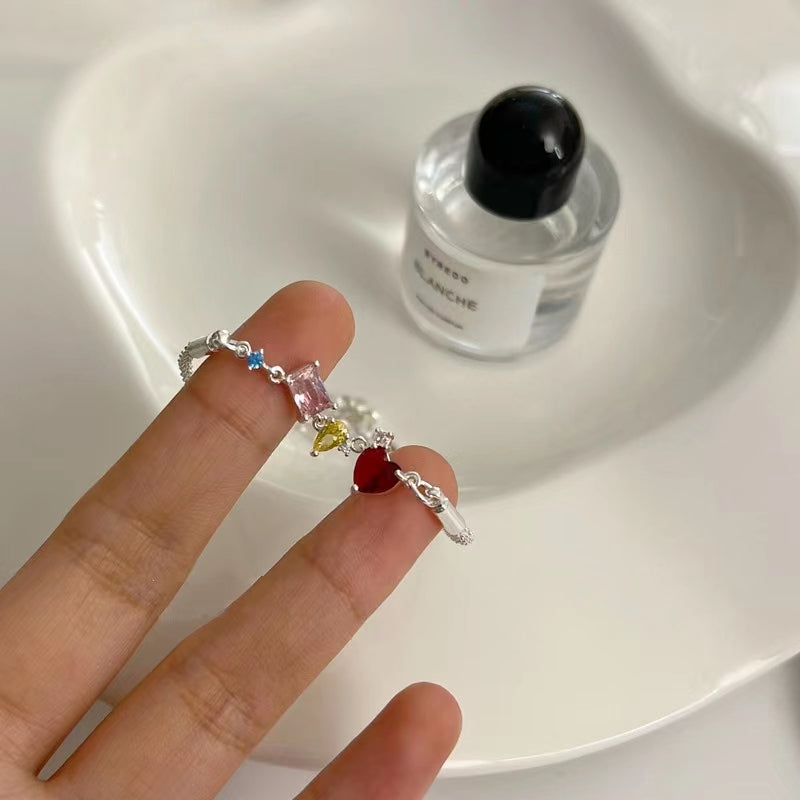 Niche design irregular color zirconia simple temperament wave sparkling bracelet