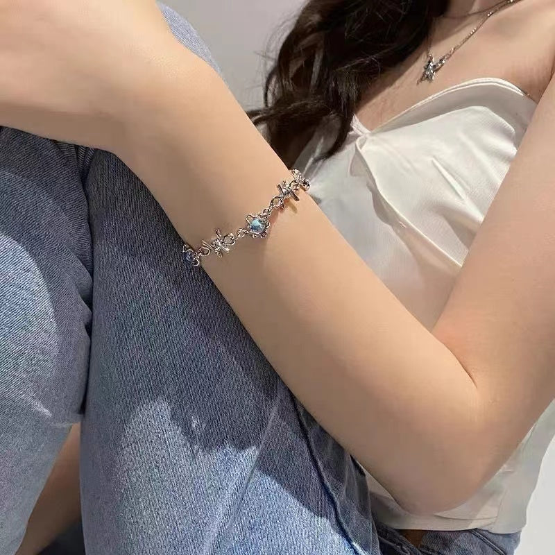 Moonstone pearl patchwork chain bracelet