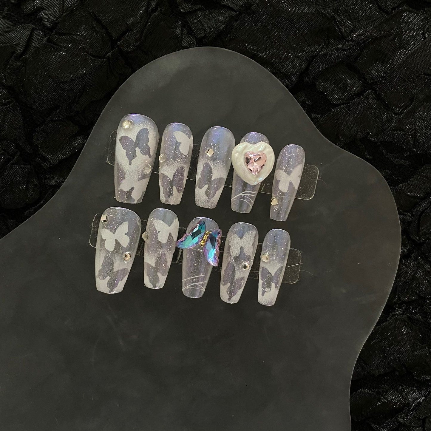 Aurora burst three-dimensional butterfly nails purple aurora butterfly removable