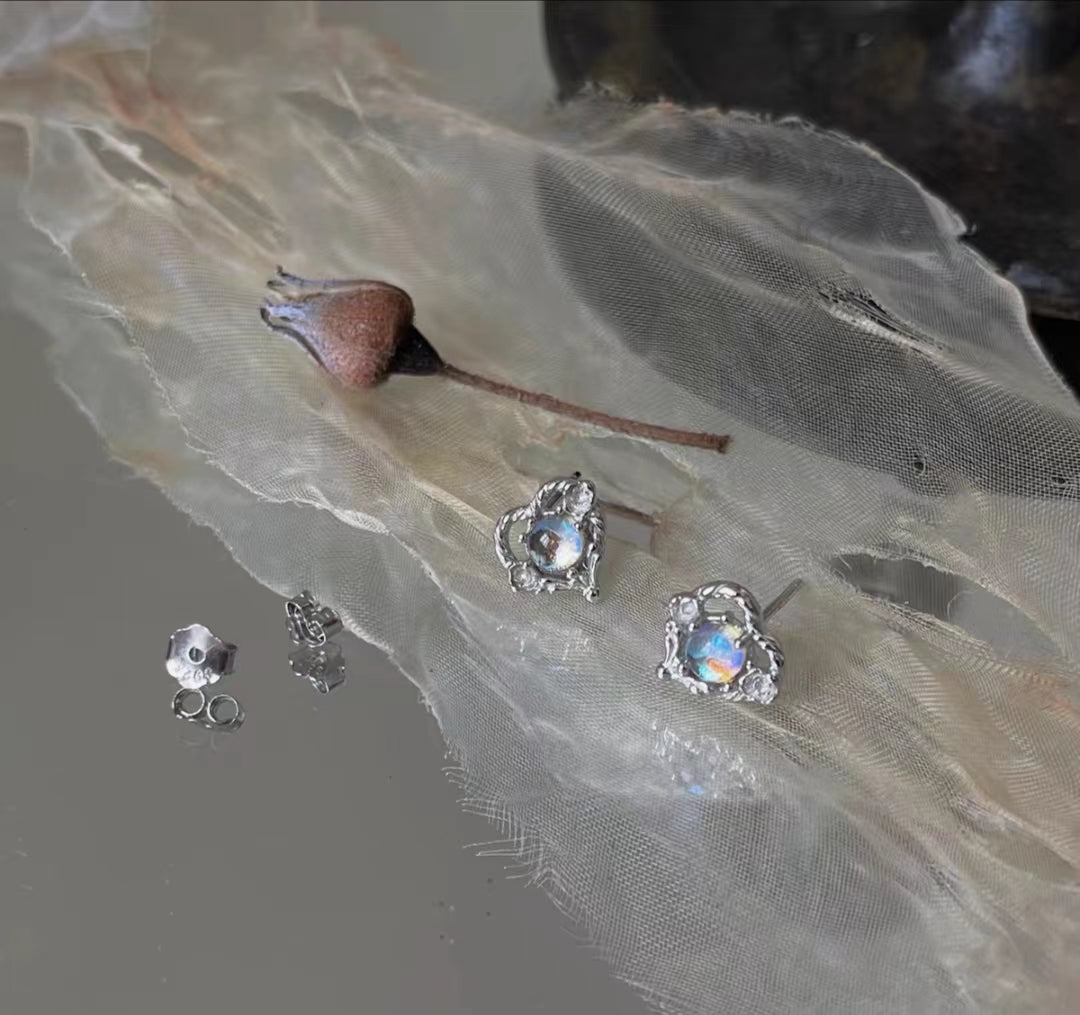 925 silver muscle love earrings necklace ring set to raise ear piercing anti-allergy