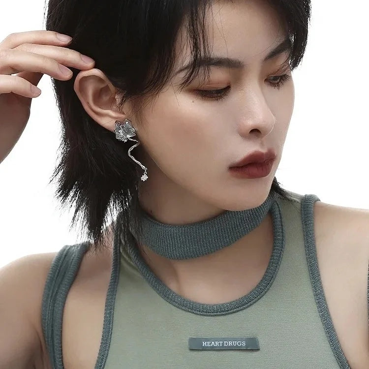 Dreamy blue metal earrings
