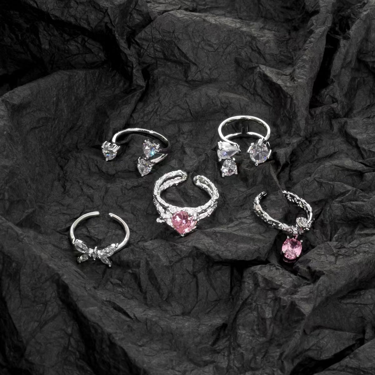 y2k hot girl millennium accessory pink love zirconia ring