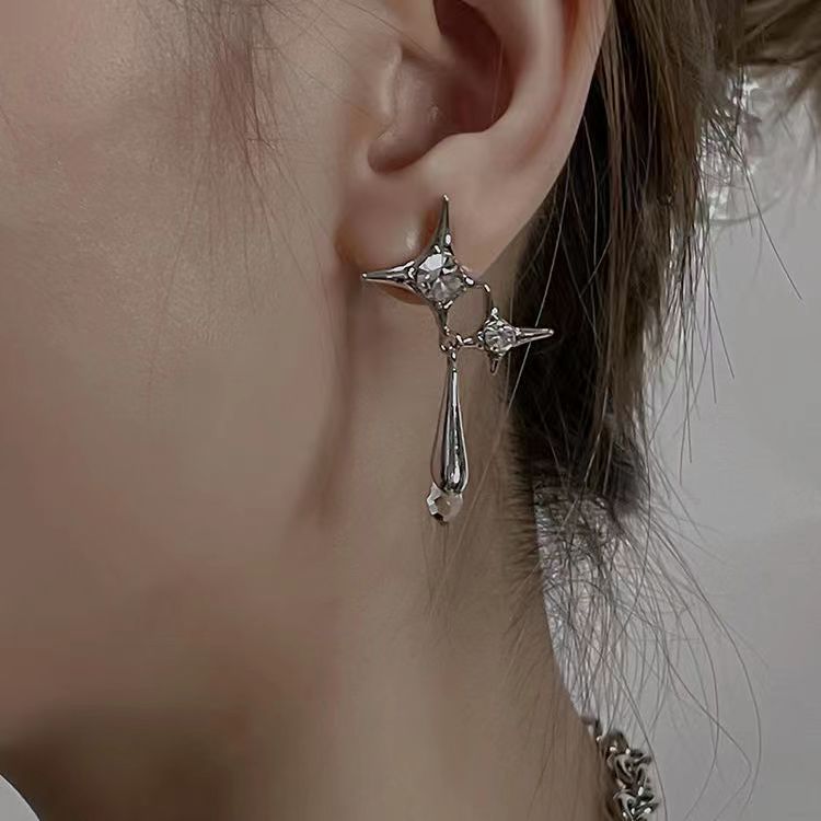 flash Diamond Star Earrings Female Minority Design Earrings