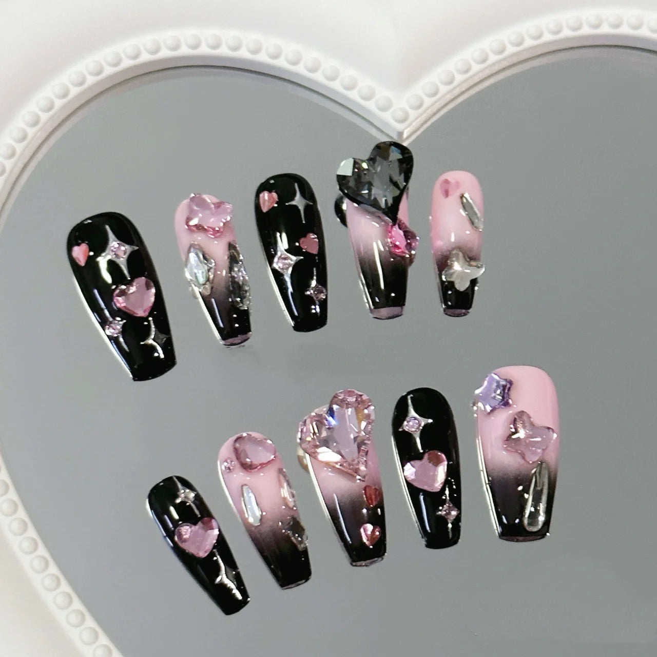 Advanced love pink diamond nails