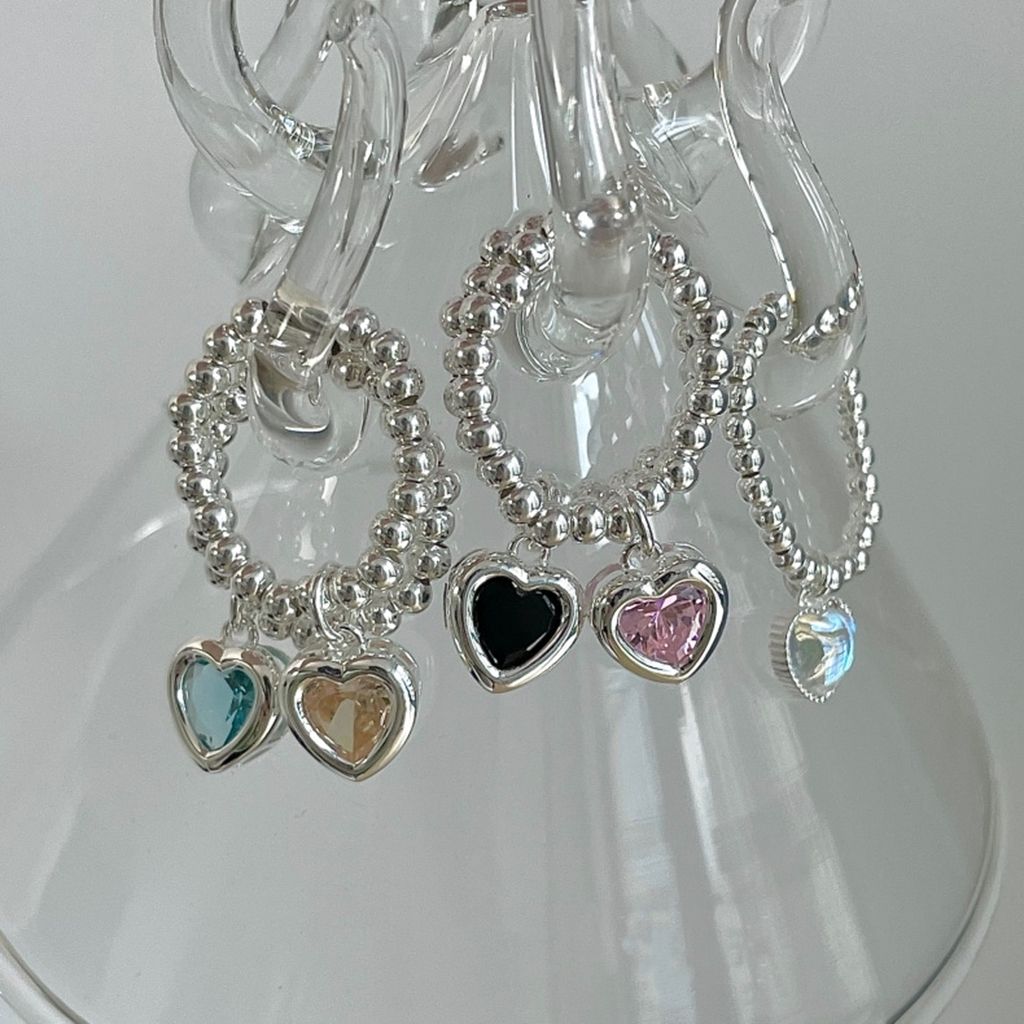 S925 Sterling Silver Colorful Loveable Beaded Ring Jewelry High grade Design Ring Girl