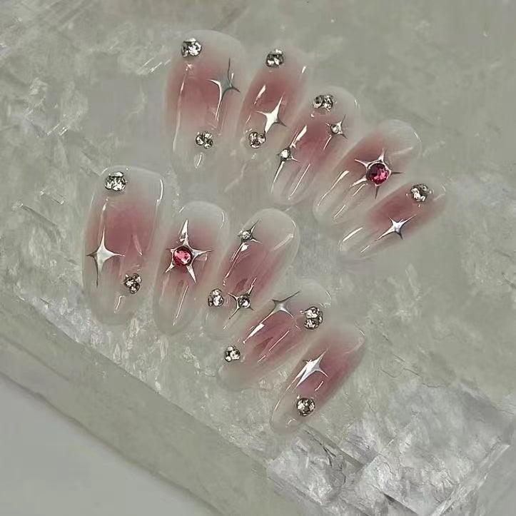 Blush purple stars pure desire wind nail patch new removable false nails
