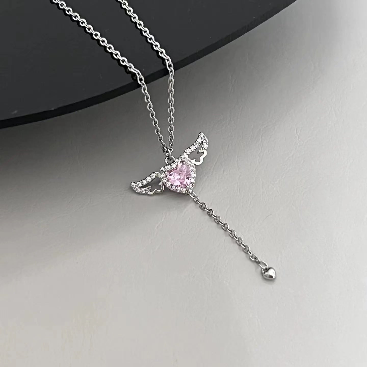 zirconia pendant love angel necklace female romantic collarbone chain ear