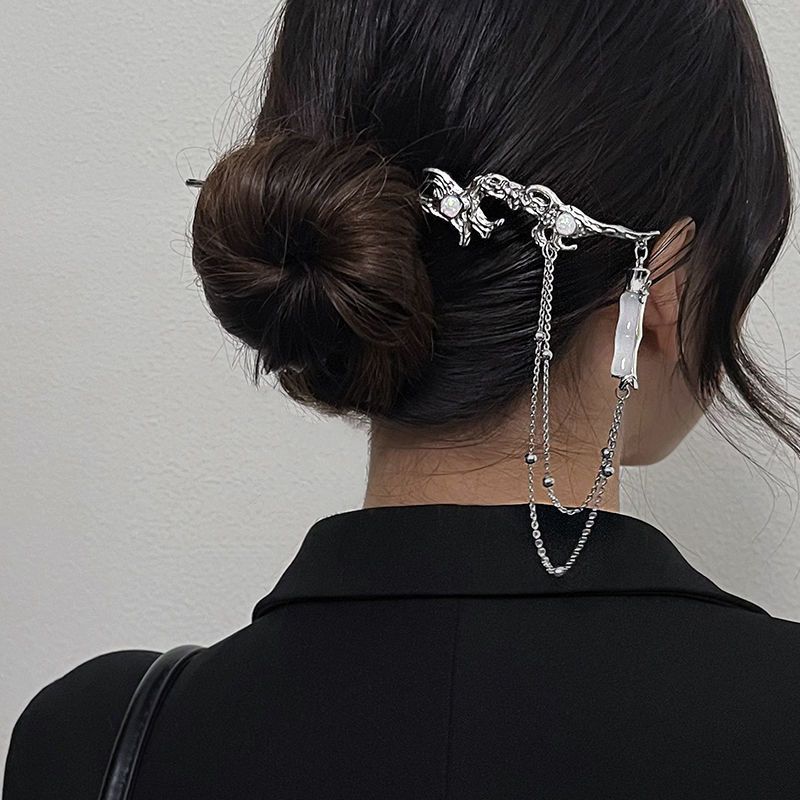 Bamboo pendant irregular new Chinese hairpin female inlaid with opal temperament small hairpin