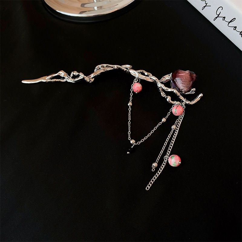 Sweet Cool Love Bead Tassel Hairpin New Chinese Spicy Girl Style Hairpin Popular Simple Modern Hairpin