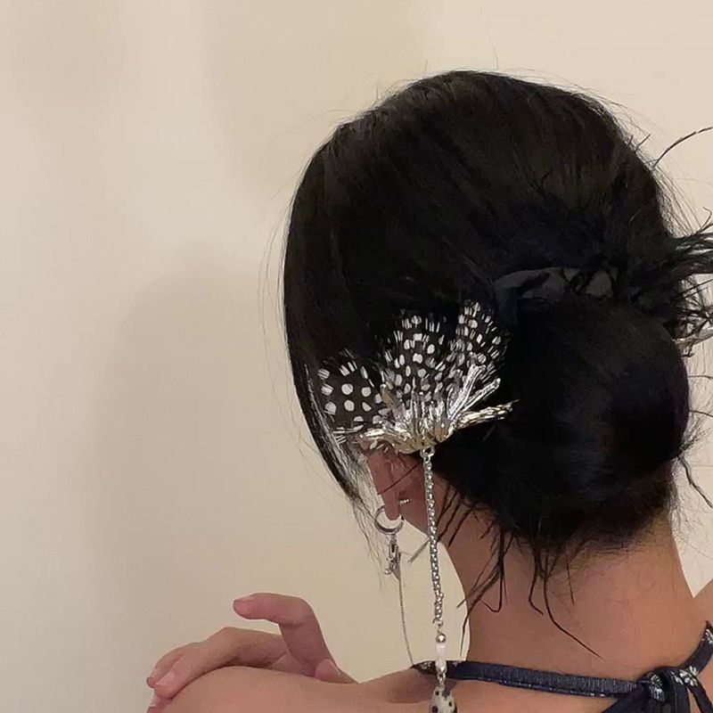 Wave Point Feather Wave Hairpin Simple China-Chic Pill Head Hairpin Advanced National Style Hairpin Headdress