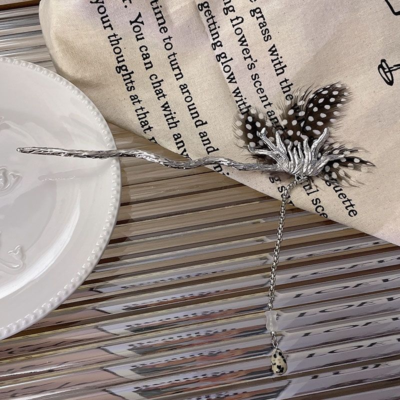Wave Point Feather Wave Hairpin Simple China-Chic Pill Head Hairpin Advanced National Style Hairpin Headdress