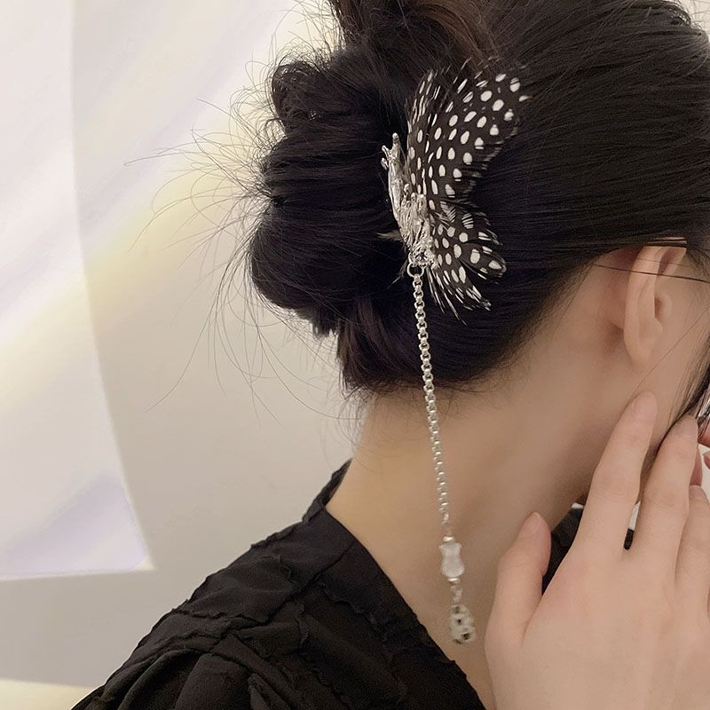 Wave Point Feather Wave Hairpin Simple China-Chic Pill Head Hairpin Advanced National Style Hairpin Headdress