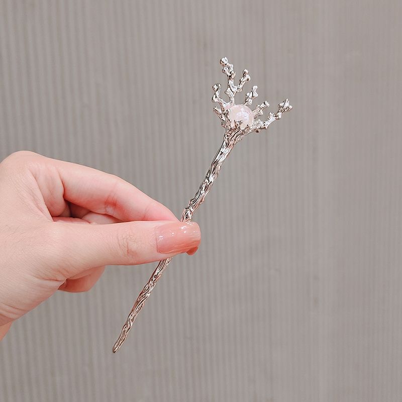 Temperament Ancient style Pearl Hairpin Advanced sense Simple modern hairpin Women Chinese cheongsam Pan hair Retro hairpin headdress