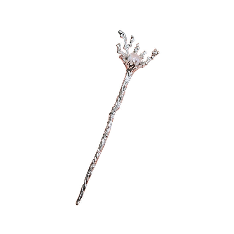 Temperament Ancient style Pearl Hairpin Advanced sense Simple modern hairpin Women Chinese cheongsam Pan hair Retro hairpin headdress