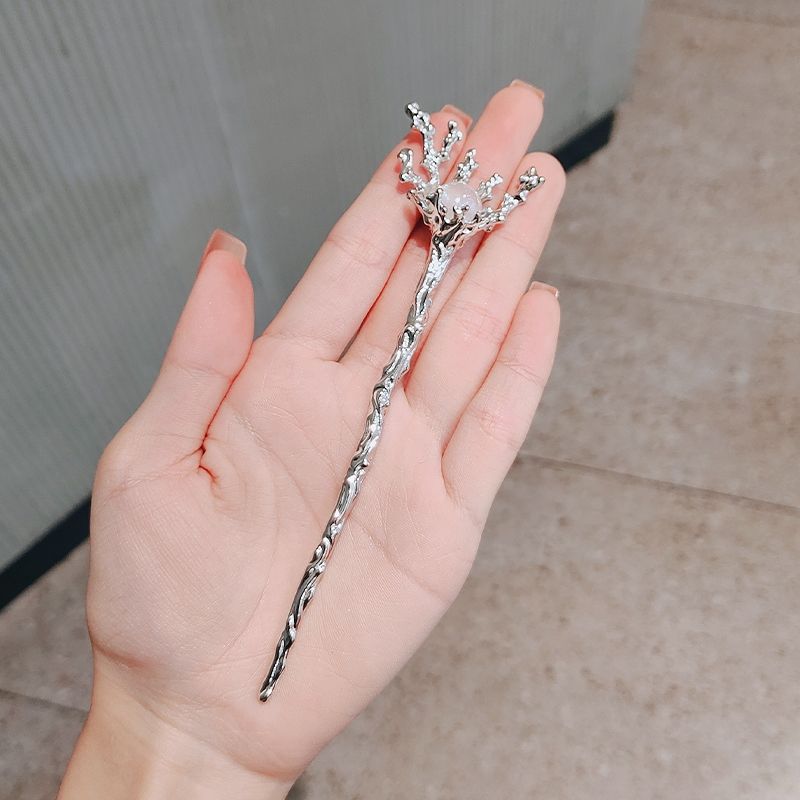 Temperament Ancient style Pearl Hairpin Advanced sense Simple modern hairpin Women Chinese cheongsam Pan hair Retro hairpin headdress